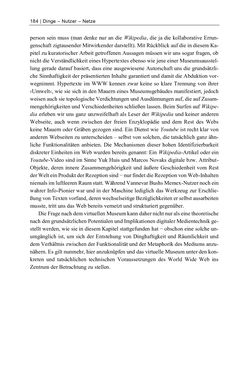 Bild der Seite - 184 - in Dinge – Nutzer – Netze - Von der Virtualisierung des Musealen zur Musealisierung des Virtuellen