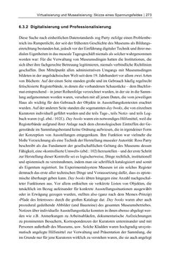 Image of the Page - 273 - in Dinge – Nutzer – Netze - Von der Virtualisierung des Musealen zur Musealisierung des Virtuellen