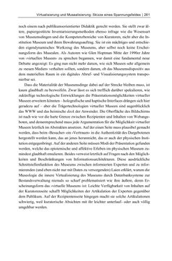Image of the Page - 281 - in Dinge – Nutzer – Netze - Von der Virtualisierung des Musealen zur Musealisierung des Virtuellen