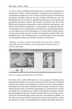 Image of the Page - 358 - in Dinge – Nutzer – Netze - Von der Virtualisierung des Musealen zur Musealisierung des Virtuellen