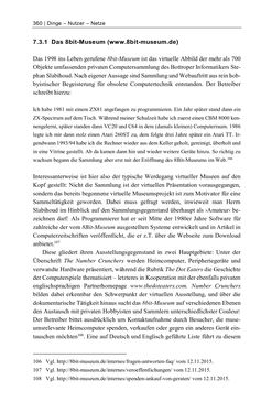 Image of the Page - 360 - in Dinge – Nutzer – Netze - Von der Virtualisierung des Musealen zur Musealisierung des Virtuellen