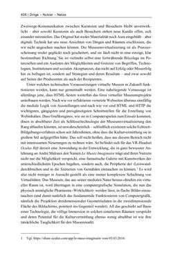 Image of the Page - 406 - in Dinge – Nutzer – Netze - Von der Virtualisierung des Musealen zur Musealisierung des Virtuellen