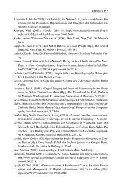 Image of the Page - 417 - in Dinge – Nutzer – Netze - Von der Virtualisierung des Musealen zur Musealisierung des Virtuellen