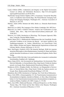 Image of the Page - 418 - in Dinge – Nutzer – Netze - Von der Virtualisierung des Musealen zur Musealisierung des Virtuellen