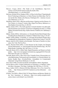 Image of the Page - 419 - in Dinge – Nutzer – Netze - Von der Virtualisierung des Musealen zur Musealisierung des Virtuellen