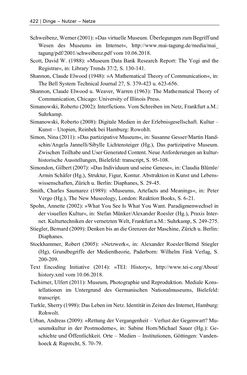 Image of the Page - 422 - in Dinge – Nutzer – Netze - Von der Virtualisierung des Musealen zur Musealisierung des Virtuellen
