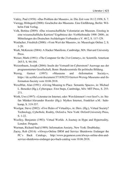 Image of the Page - 423 - in Dinge – Nutzer – Netze - Von der Virtualisierung des Musealen zur Musealisierung des Virtuellen
