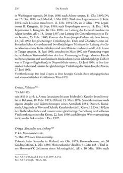 Image of the Page - 238 - in Die effektiven Konsuln Österreich(-Ungarns) von 1825-1918 - Ihre Ausbildung, Arbeitsverhältnisse und Biografien