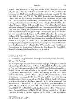 Image of the Page - 291 - in Die effektiven Konsuln Österreich(-Ungarns) von 1825-1918 - Ihre Ausbildung, Arbeitsverhältnisse und Biografien