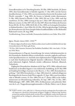 Bild der Seite - 358 - in Die effektiven Konsuln Österreich(-Ungarns) von 1825-1918 - Ihre Ausbildung, Arbeitsverhältnisse und Biografien