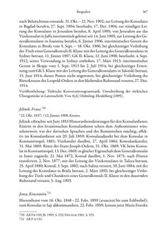 Bild der Seite - 367 - in Die effektiven Konsuln Österreich(-Ungarns) von 1825-1918 - Ihre Ausbildung, Arbeitsverhältnisse und Biografien