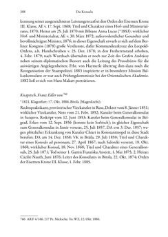 Image of the Page - 388 - in Die effektiven Konsuln Österreich(-Ungarns) von 1825-1918 - Ihre Ausbildung, Arbeitsverhältnisse und Biografien