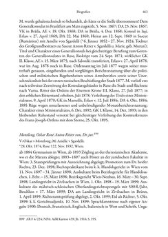 Image of the Page - 463 - in Die effektiven Konsuln Österreich(-Ungarns) von 1825-1918 - Ihre Ausbildung, Arbeitsverhältnisse und Biografien