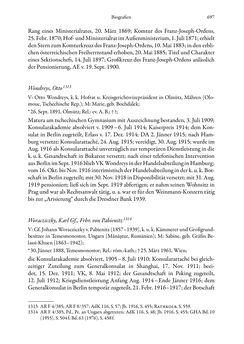 Image of the Page - 697 - in Die effektiven Konsuln Österreich(-Ungarns) von 1825-1918 - Ihre Ausbildung, Arbeitsverhältnisse und Biografien