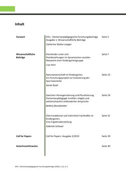 Image of the Page - (000004) - in ElFo - Elementarpädagogische Forschungsbeiträge, Volume Jahrgang 1 / Heft 1 / 2019