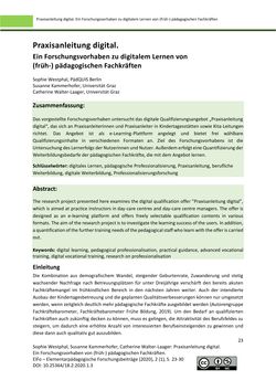 Bild der Seite - 23 - in ElFo - Elementarpädagogische Forschungsbeiträge, Band Jahrgang 2 / Heft 1 / 2020