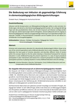 Image of the Page - 77 - in ElFo - Elementarpädagogische Forschungsbeiträge, Volume Jahrgang 3 / Heft 1 / 2021