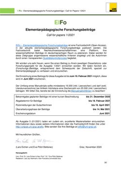 Bild der Seite - 30 - in ElFo - Elementarpädagogische Forschungsbeiträge, Band Jahrgang 2 / Heft 2 / 2020