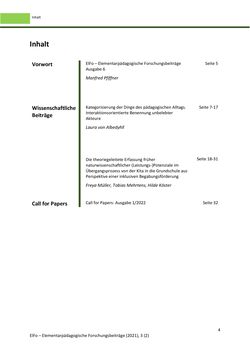 Image of the Page - 4 - in ElFo - Elementarpädagogische Forschungsbeiträge, Volume Jahrgang 3 / Heft 2 / 2021