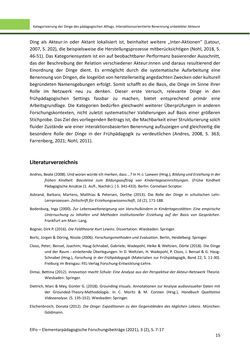 Bild der Seite - 15 - in ElFo - Elementarpädagogische Forschungsbeiträge, Band Jahrgang 3 / Heft 2 / 2021