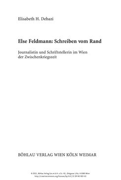 Image of the Page - 3 - in Else Feldmann: Schreiben vom Rand - Journalistin und Schriftstellerin im Wien der Zwischenkriegszeit
