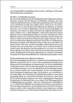 Image of the Page - 421 - in Die Familien-Fideikommissbibliothek des Hauses Habsburg-Lothringen 1835–1918 - Metamorphosen einer Sammlung