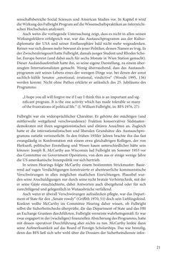 Image of the Page - 21 - in Die Frühgeschichte des Fulbright Program in Österreich - Transatlantische „Fühlungnahme auf dem Gebiete der Erziehung“