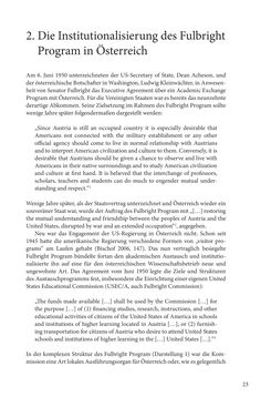Bild der Seite - 23 - in Die Frühgeschichte des Fulbright Program in Österreich - Transatlantische „Fühlungnahme auf dem Gebiete der Erziehung“
