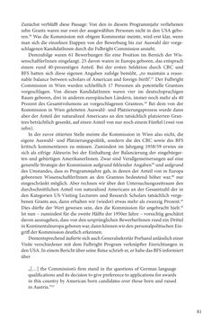 Image of the Page - 81 - in Die Frühgeschichte des Fulbright Program in Österreich - Transatlantische „Fühlungnahme auf dem Gebiete der Erziehung“