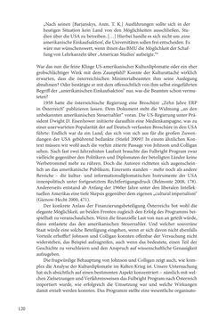 Image of the Page - 120 - in Die Frühgeschichte des Fulbright Program in Österreich - Transatlantische „Fühlungnahme auf dem Gebiete der Erziehung“