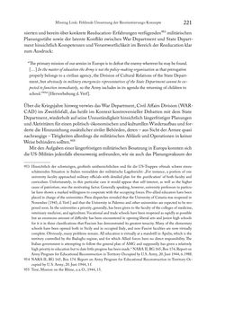 Image of the Page - 221 - in Zwischen geistiger Erneuerung und Restauration - US-amerikanische Planungen zur Entnazifizierung und demokratischen Reorientierung und die Nachkriegsrealität österreichischer Wissenschaft 1941-1955