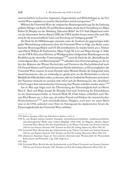 Image of the Page - 418 - in Zwischen geistiger Erneuerung und Restauration - US-amerikanische Planungen zur Entnazifizierung und demokratischen Reorientierung und die Nachkriegsrealität österreichischer Wissenschaft 1941-1955