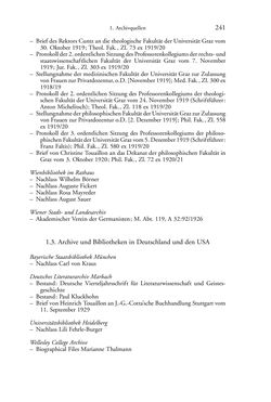 Bild der Seite - 241 - in Germanistik in Wien - Das Seminar für Deutsche Philologie und seine Privatdozentinnen (1897–1933)