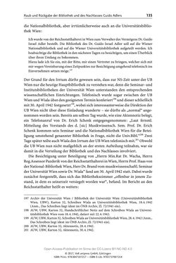 Image of the Page - 135 - in Guido Adlers Erbe - Restitution und Erinnerung an der Universität Wien
