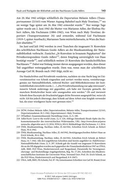 Image of the Page - 143 - in Guido Adlers Erbe - Restitution und Erinnerung an der Universität Wien