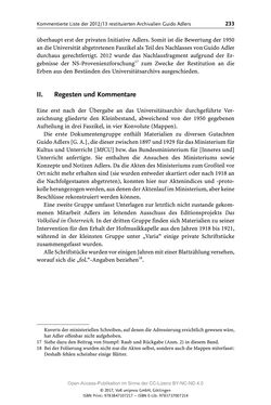 Image of the Page - 233 - in Guido Adlers Erbe - Restitution und Erinnerung an der Universität Wien