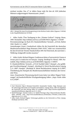Image of the Page - 259 - in Guido Adlers Erbe - Restitution und Erinnerung an der Universität Wien
