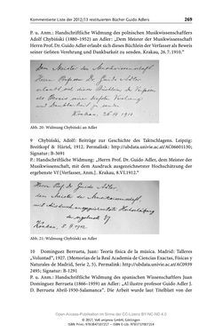 Image of the Page - 269 - in Guido Adlers Erbe - Restitution und Erinnerung an der Universität Wien