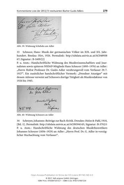 Image of the Page - 279 - in Guido Adlers Erbe - Restitution und Erinnerung an der Universität Wien