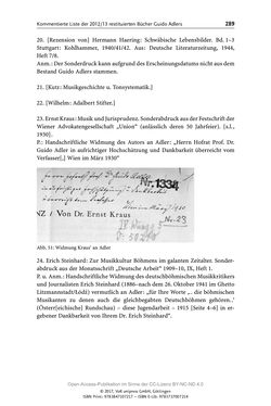Image of the Page - 289 - in Guido Adlers Erbe - Restitution und Erinnerung an der Universität Wien