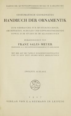 Image of the Page - (000005) - in Handbuch der Ornamentik - Zum Gebrauch für Musterzeichner, Architekten, Schulen und Gewerbetreibende sowie zum Studium im Allgemeinen