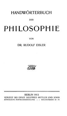 Bild der Seite - (000001) - in Handwörterbuch der Philosophie