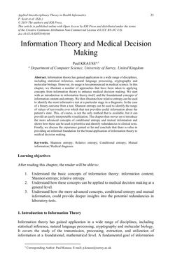 Bild der Seite - 23 - in Applied Interdisciplinary Theory in Health Informatics - Knowledge Base for Practitioners