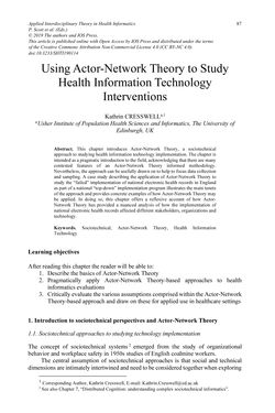 Bild der Seite - 87 - in Applied Interdisciplinary Theory in Health Informatics - Knowledge Base for Practitioners