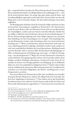 Image of the Page - 73 - in Heimatrecht und Staatsbürgerschaft österreichischer Juden - Vom Ende des 18. Jahrhunderts bis in die Gegenwart