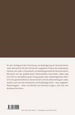 Bild der Seite - Einband hinten - in Heimatrecht und Staatsbürgerschaft österreichischer Juden - Vom Ende des 18. Jahrhunderts bis in die Gegenwart