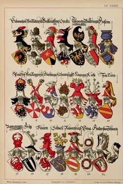 Image of the Page - (00000159) - in Heraldischer Atlas - Eine Sammlung von heraldischen Musterblättern für Künstler, Gewerbetreibende, sowie für Freunde der Wappenkunde