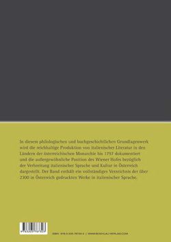 Bild der Seite - Einband hinten - in Die italienische Literatur in Österreich - Von den Anfängen bis 1797, Band I