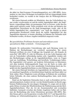 Image of the Page - 194 - in Wirkungsevaluation mobiler Jugendarbeit - Methodische Zugänge und empirische Ergebnisse