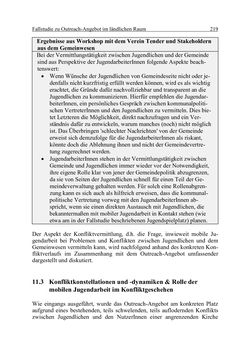 Bild der Seite - 219 - in Wirkungsevaluation mobiler Jugendarbeit - Methodische Zugänge und empirische Ergebnisse
